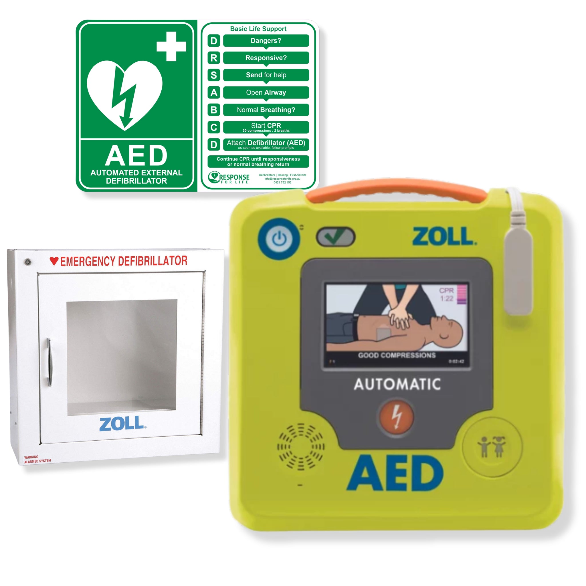 ZOLL AED 3 Defibrillator Package with Wall Cabinet - ZOLL Standard Cabinet