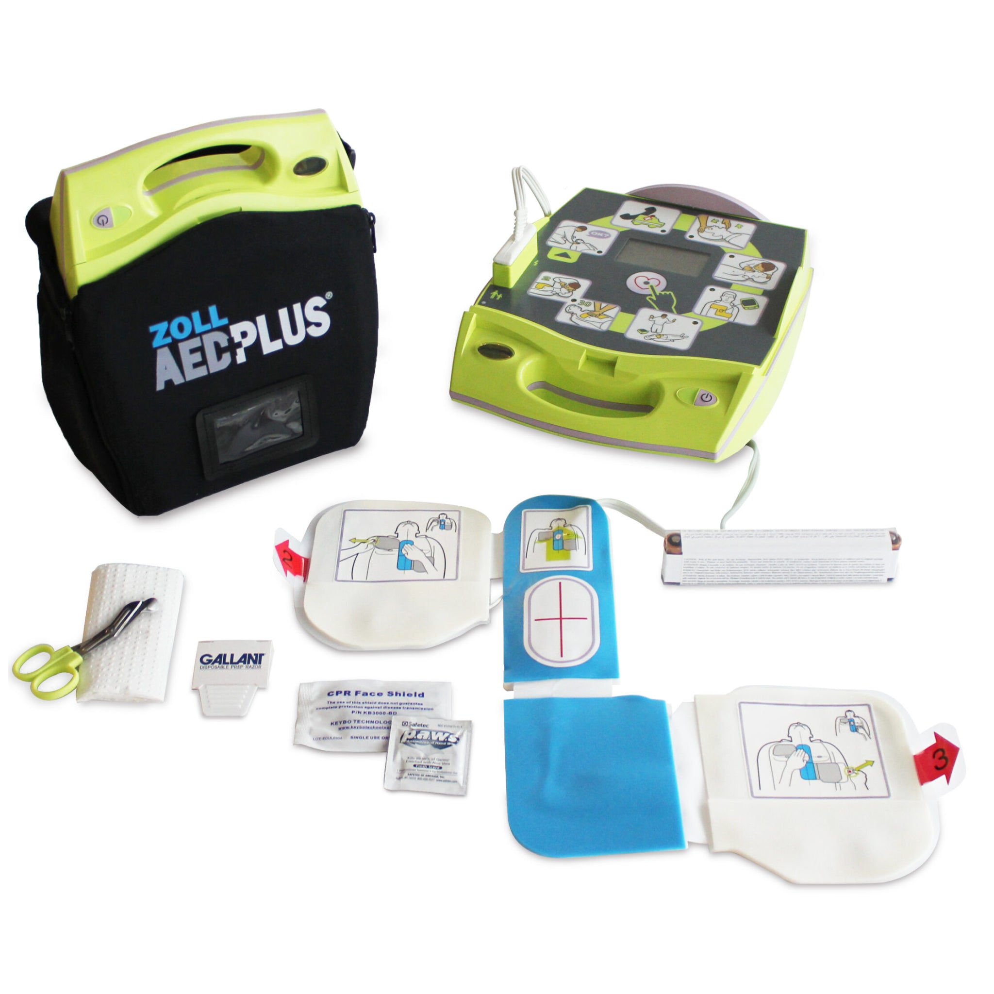 ZOLL AED Plus Defibrillator Package with Wall Bracket - Green Bracket