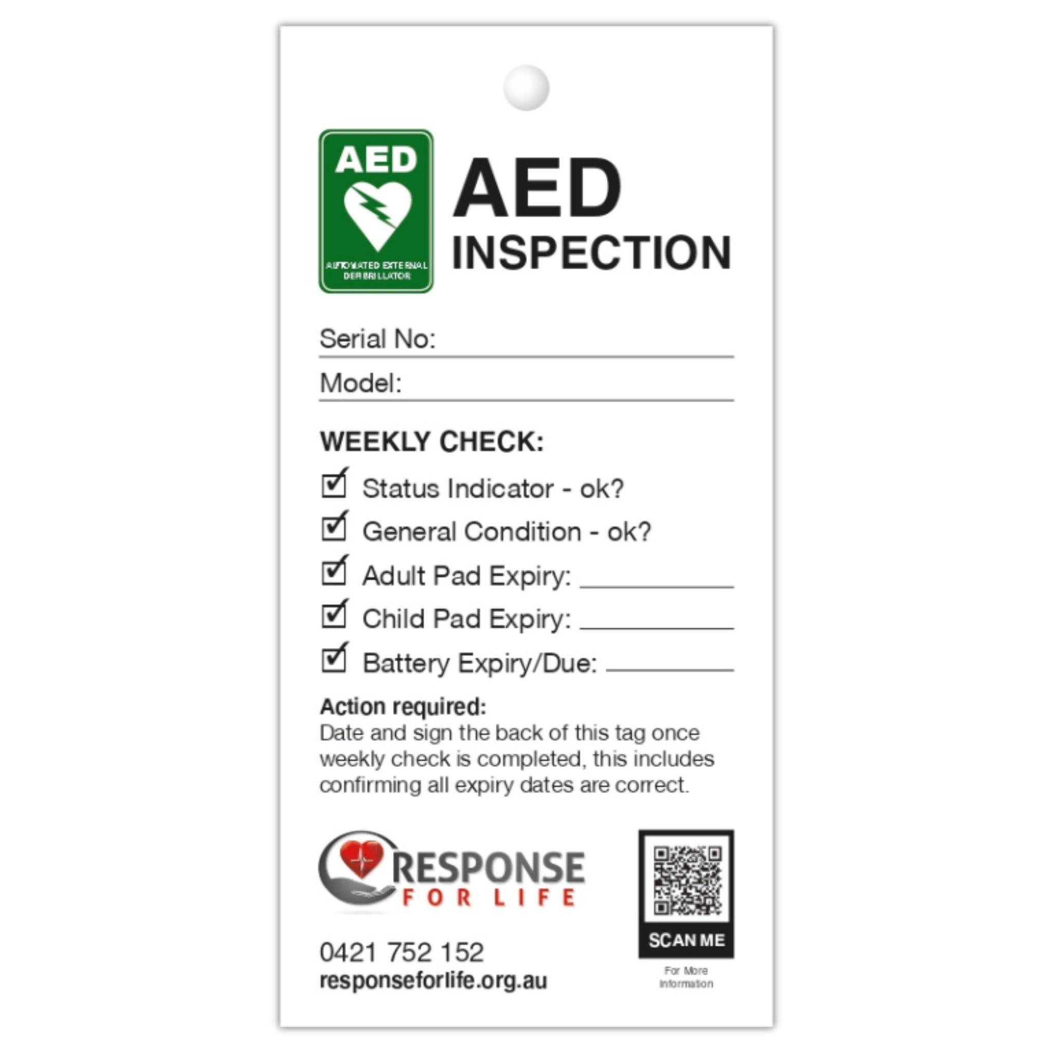 AED Inspection Tags