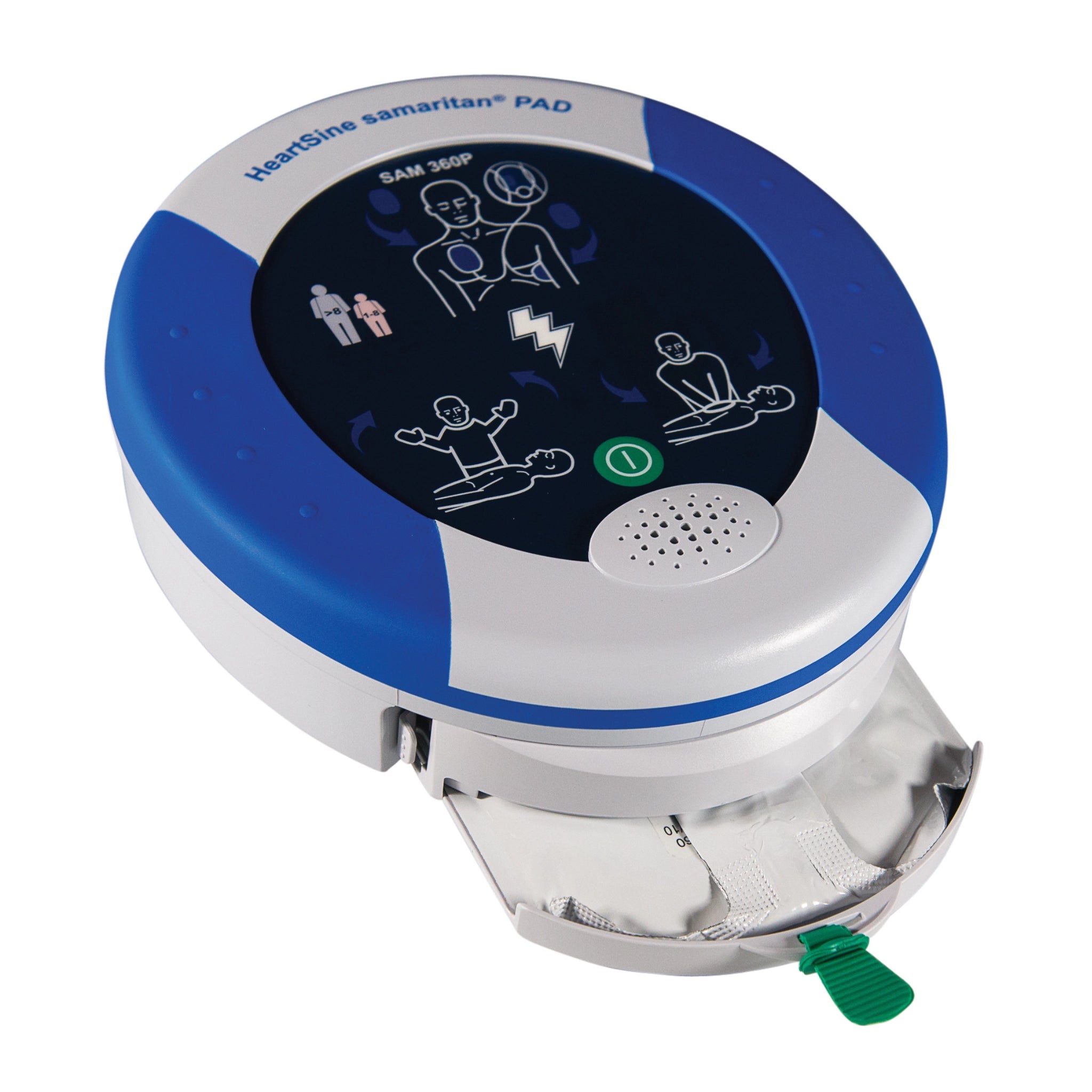 HeartSine Samaritan PAD 360P Defibrillator Package with Wall Bracket - Green Bracket