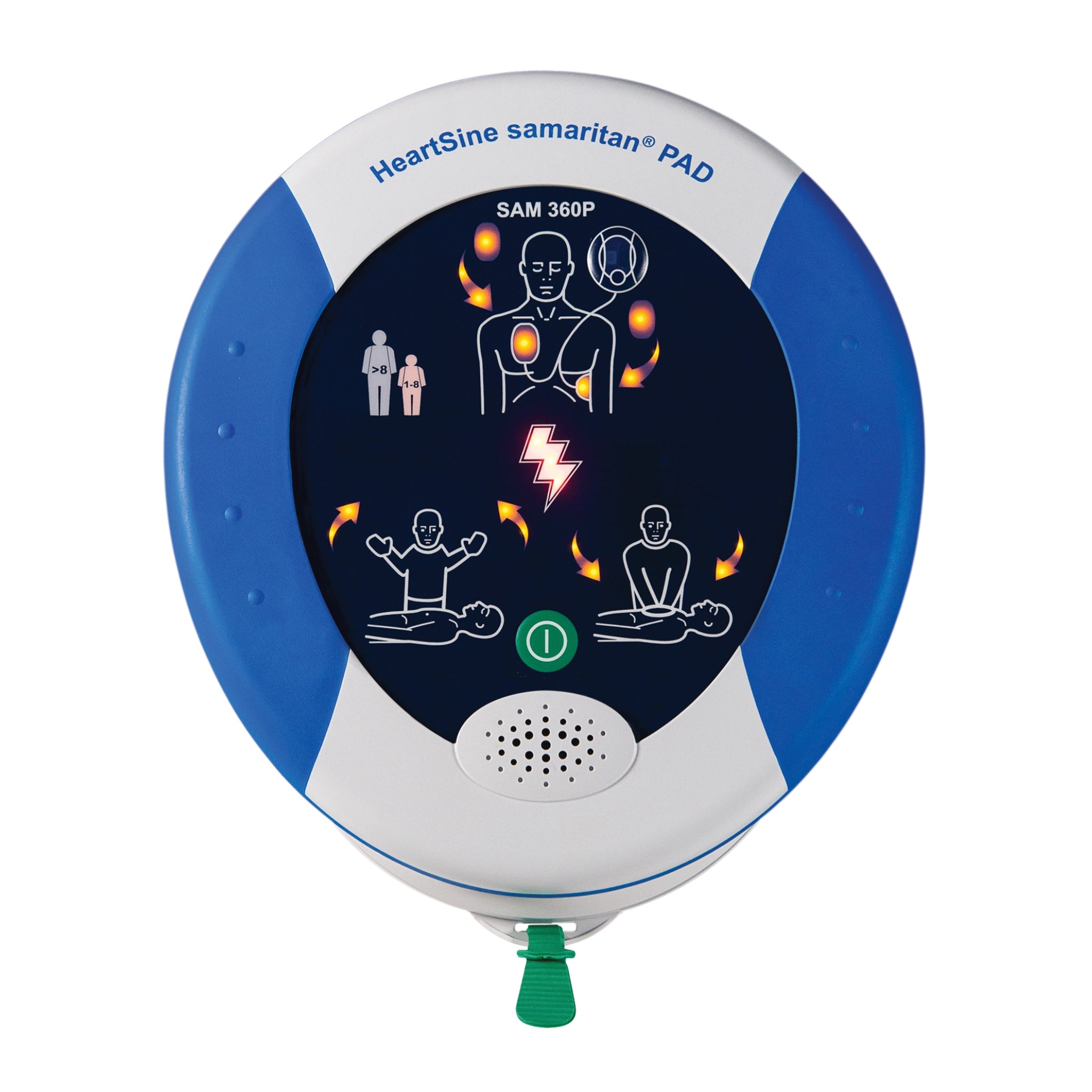 HeartSine Samaritan PAD 360P Defibrillator Package with Wall Bracket - Green Bracket