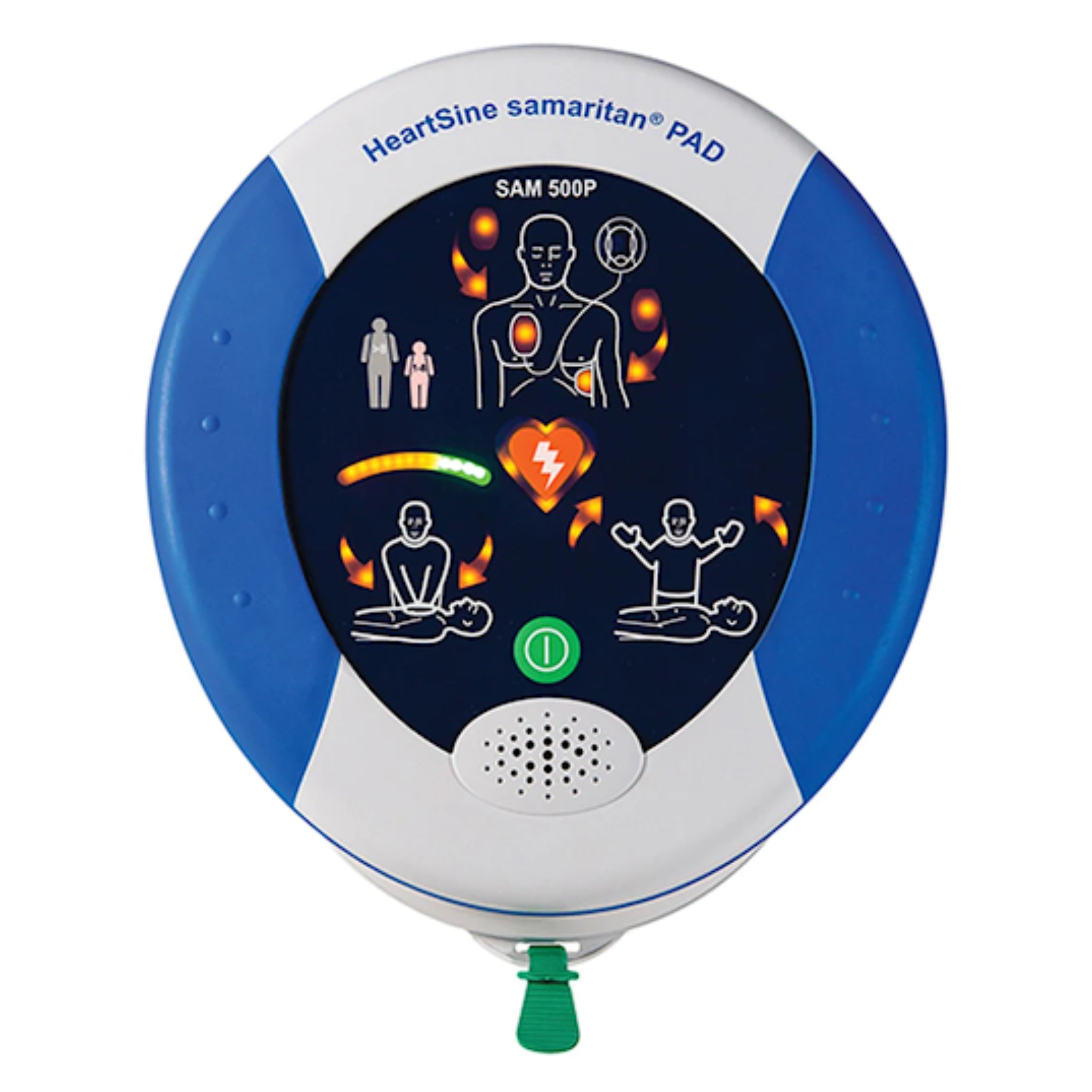 HeartSine Samaritan PAD 500P Defibrillator Package with Wall Cabinet - CARDIACT Alarmed Outdoor AED Wall Cabinet CC-90
