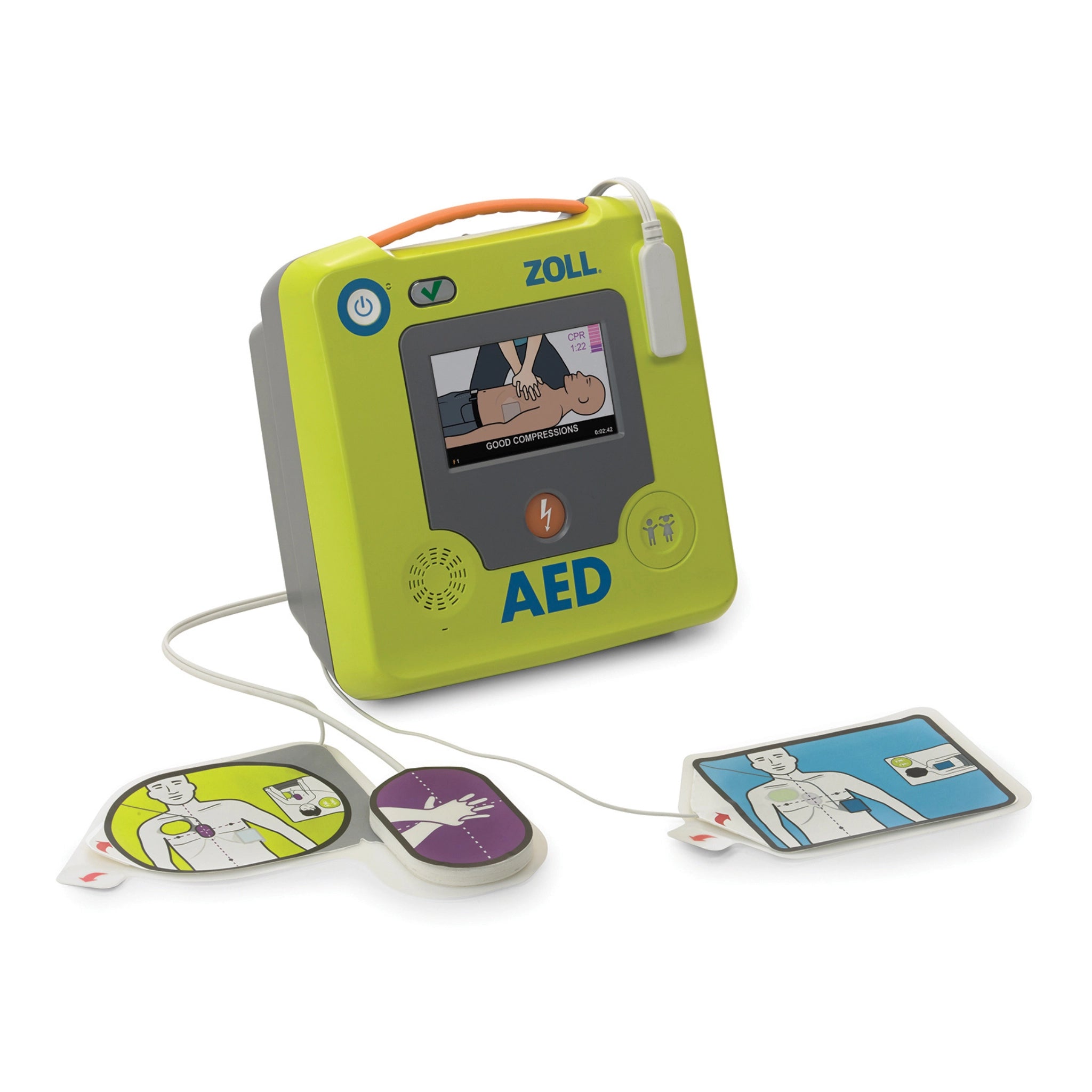 ZOLL AED 3 Defibrillator Package with Wall Cabinet - CARDIACT Alarmed AED Wall Cabinet with Strobe Light CC-50