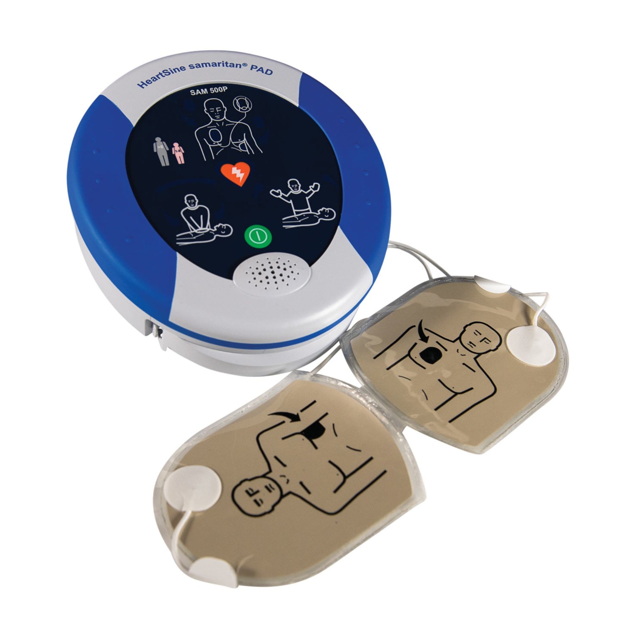 HeartSine Samaritan PAD 500P Defibrillator Package with Wall Bracket - Green Bracket